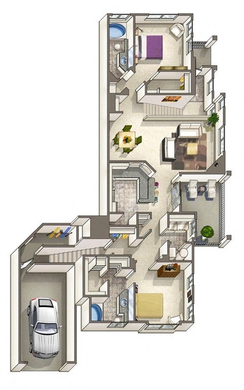 Floor plan for 2 beds, 2 baths, 1206 sqft